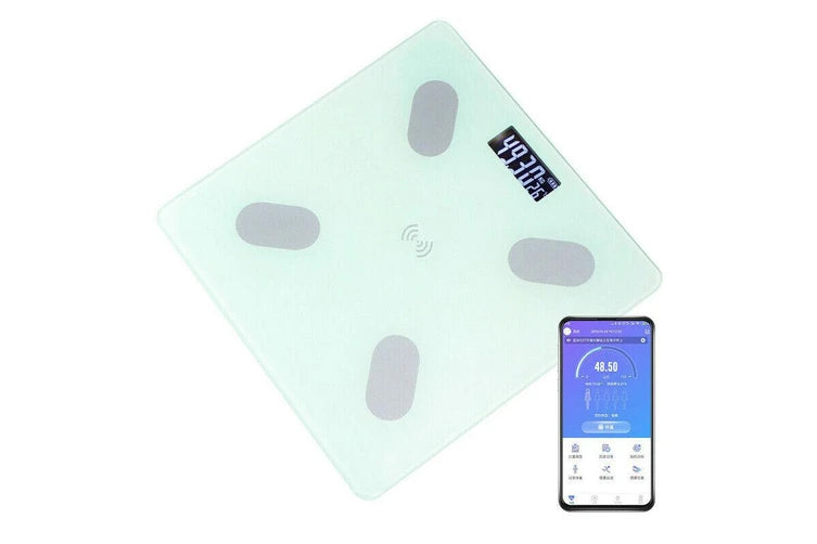 Ozstock Wireless Bluetooth Digital Bathroom Body Fat Scale 180KG Scales Weight BMI Wate (WHITE)