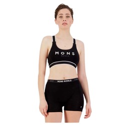 Mons Royale Stella X-Back Womens Bra - Logo Black - L