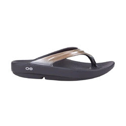 OOFOS OOlala Luxe Womens Recovery Thongs - Black/Latte - M8/W10