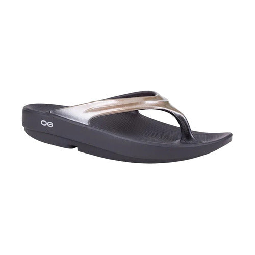 OOFOS OOlala Luxe Womens Recovery Thongs - Black/Latte - M8/W10