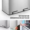 60L Dual Compartment Dustbin Stainless Steel Kitchen Garbage Rubbish Bin with Pedals