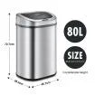 80L Dual Sensor Rubbish Bin Recycle Automatic Garbage Kitchen Waste Trash Can Stainless Steel Maxkon