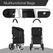 Foldable Aluminium Shopping Cart Trolley Bag Dolly w/ Wheels Black