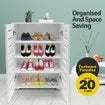 2 Door 20 Pair Shoe Storage Cabinet for Home Entryway Closet