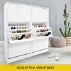 Wood Shoe Cabinet 54 Pairs Shoe Rack White with 6 Compartments