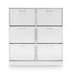 Wood Shoe Cabinet 54 Pairs Shoe Rack White with 6 Compartments