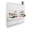 Wood Shoe Cabinet 54 Pairs Shoe Rack White with 6 Compartments