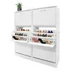 Wood Shoe Cabinet 54 Pairs Shoe Rack White with 6 Compartments