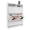 45 Pairs Wood Shoe Cabinet Rack Storage Shelves in White Finish