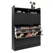 45 Pairs Wood Shoe Cabinet Rack Storage Shelves in Black Finish