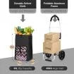 Foldable Aluminium Shopping Trolley with Bags Dolly Grocery Cart on Wheels Black