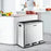 Maxkon 54L Pedal Recycling Bin Kitchen Rubbish Bin Waste Garbage Trash Bin Can with Three Compartments Silver