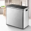 Maxkon 54L Pedal Recycling Bin Kitchen Rubbish Bin Waste Garbage Trash Bin Can with Three Compartments Silver