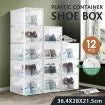 12PCS Shoe Storage Box Sneaker Display Case Clear Plastic Boxes Extra Large Stackable Organiser