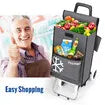 Shopping Trolley Cart Portable Grocery Bag Foldable Market Luggage Basket 4 Wheels Aluminium Gray