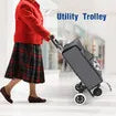 Shopping Trolley Cart Portable Grocery Bag Foldable Market Luggage Basket 4 Wheels Aluminium Gray