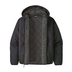 Patagonia Diamond Quilted Bomber Mens Insulated Hooded Jacket - Black - L