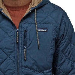 Patagonia Diamond Quilted Bomber Mens Insulated Hooded Jacket - Black - L