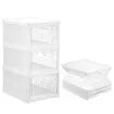 3 Tier Shoe Boxes Organiser Storage Shoebox Containers Clear Plastic Display Case Sneaker Bins Holder Stackable Folding