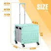 Foldable Shopping Cart Trolley Basket with Wheels Utility Grocery Market Rolling Crate Personal Storage Seat Portable Camping Travel 75L