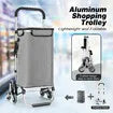 Shopping Trolley Cart Wheeled Bag Storage Trolly Foldable Grocery Market Utility Granny Stair Climbing Wheels Aluminium 45kg