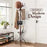 Wooden Coat Rack Stand 12 Hooks Freestanding Hall Tree Hanger Organiser for Clothes Hat Jacket Umbrella Walnut Brown