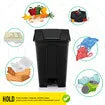 87L Rubbish Trash Bin Kitchen Dustbin Garbage Waste Recycling Compost Can Pedal Black Large Plastic for Garden Home Office