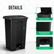 87L Rubbish Trash Bin Kitchen Dustbin Garbage Waste Recycling Compost Can Pedal Black Large Plastic for Garden Home Office