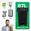 87L Rubbish Trash Bin Kitchen Dustbin Garbage Waste Recycling Compost Can Pedal Black Large Plastic for Garden Home Office