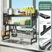 Dish Drying Rack Holder Drain Caddy Kitchen Drainer Cutlery Utensil Storage Over Sink Organiser Enclosed With Door 95cm