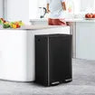 60L Rubbish Bin Dual Compartment Pedal Garbage Can Recycling Waste Stainless Steel Trashcan Soft Closing Lid Kitchen Black