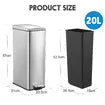 Small Garbage Can Rubbish Pedal Bin Recycling Trash Waste Stainless Steel Rectangular Trashcan Soft Closing Kitchen House Indoor 20L