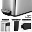 Small Garbage Can Rubbish Pedal Bin Recycling Trash Waste Stainless Steel Rectangular Trashcan Soft Closing Kitchen House Indoor 20L