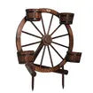 OGL Garden Ornaments Plant Stand Decor Wooden Wagon Wheel Rustic Outdoor Yard Decoration Planter Flower