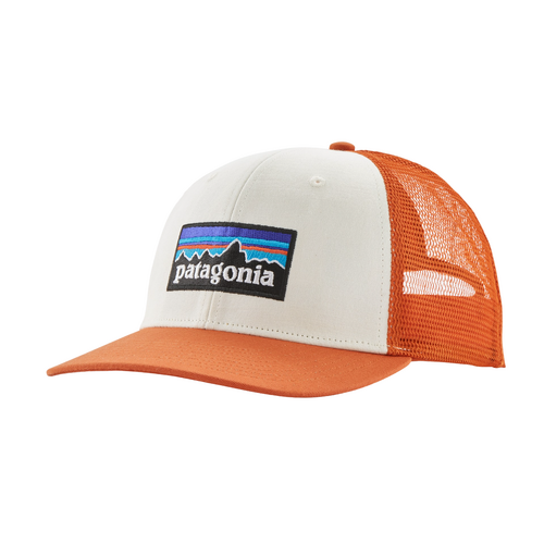 Patagonia P-6 Logo Unisex Trucker Hat - White/Redtail Rust