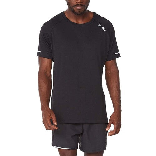 2XU Aero Mens Running T-Shirt - Black/Silver Reflective - L