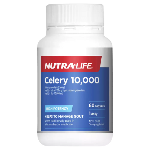 Nutra-Life Celery 10000 60 Capsules Gout Urinary Tract Health UTI NutraLife