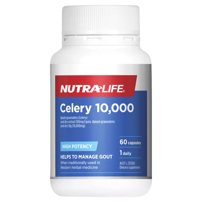 Nutra-Life Celery 10000 60 Capsules Gout Urinary Tract Health UTI NutraLife