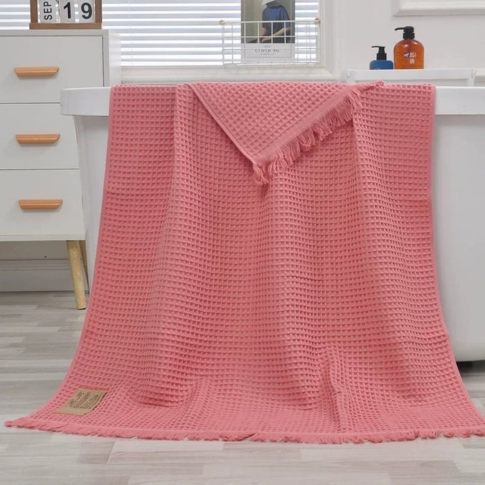 Extra Large Waffle Cotton Textured Bath Sheet/Beach Towel 90x180cm (Charcoal, Pink, Green, Dark Blue, Sky Blue)