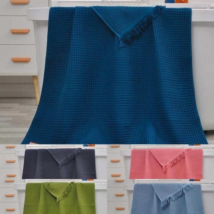 Extra Large Waffle Cotton Textured Bath Sheet/Beach Towel 90x180cm (Charcoal, Pink, Green, Dark Blue, Sky Blue)