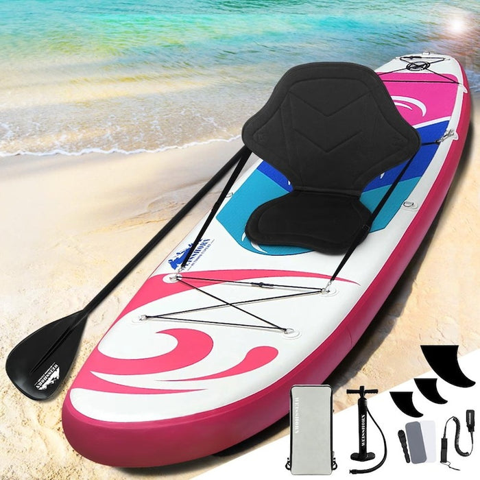 11FT Weisshorn Stand Up Paddle Board Inflatable Kayak Surfboard SUP Paddleboard Pink